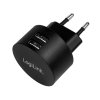 Ładowarka sieciowa  2x USB-A, 10.5W, czarna
